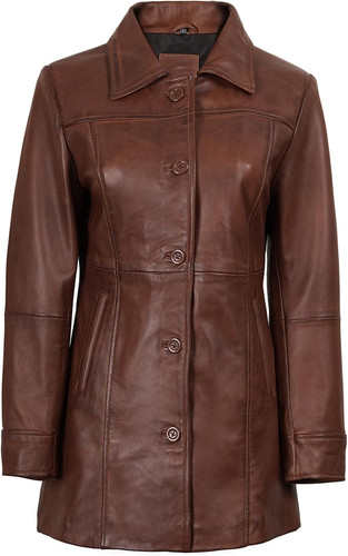 Women genuine leather coat - women’s,