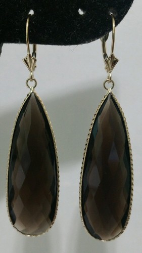 14k yellow gold smokey topaz - yellow,